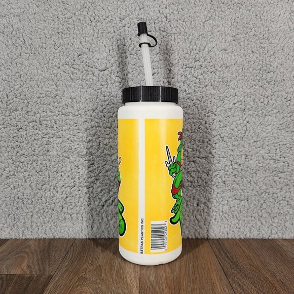 Vintage 1988 Teenage Mutant Ninja Turtles TMNT Water Sport Bottle With Straw USA - Picture 4 of 10